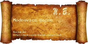 Modrovics Becse névjegykártya